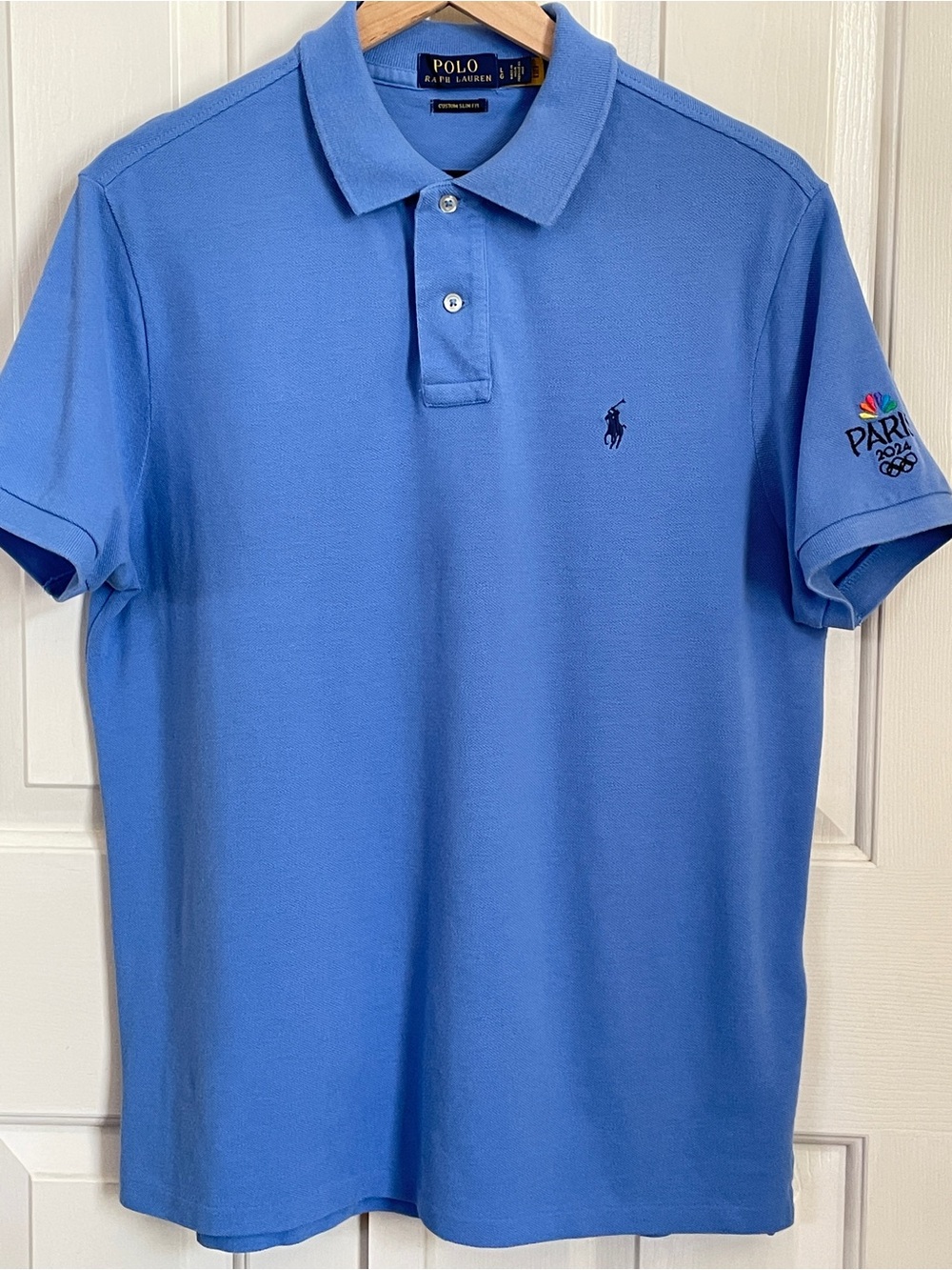 Polo Ralph Lauren Paris 2024 Olympics NBC Custom Slim Fit Polo Blue L